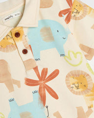 SINSAY CREAM ANIMALS PRINTED JUMPSUIT