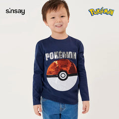 SINSAY DARK BLUE SEQUINED POKEMON T-SHIRT