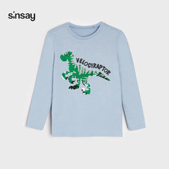 SINSAY LIGHT BLUE VELOSIRATOR LONG SLEEVE T-SHIRT