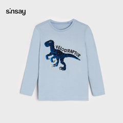 SINSAY LIGHT BLUE VELOSIRATOR LONG SLEEVE T-SHIRT