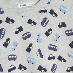 SINSAY LIGHT GREY CARS PRINTED JUMPER