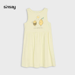SINSAY LIME YELLOW PRINTED DRESS