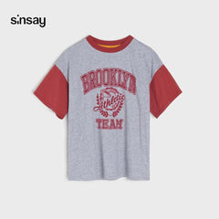 SINSAY MID GREY BROOKLYN TEAM T-SHIRT