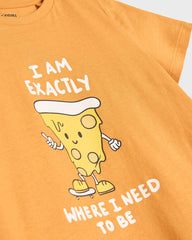 SINSAY ORANGE PRINTED T-SHIRT