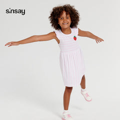 SINSAY PINK STRIPED STRAWBERRY PATCH DRESS