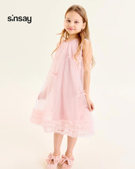 SINSAY PINK TULLE DRESS WITH BOWS