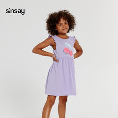 SINSAY PURPLE HAPPY TOGETHER PRINTED DRESS
