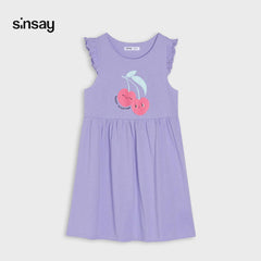 SINSAY PURPLE HAPPY TOGETHER PRINTED DRESS