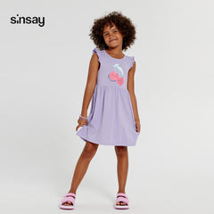 SINSAY PURPLE HAPPY TOGETHER PRINTED DRESS