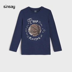 SINSAY REVERSABLE SEQUINED PRINTED T-SHIRT