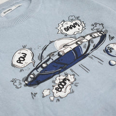 SINSAY SKY BLUE UFO PRINTED SWEATER