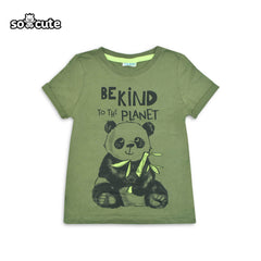 SO CUTE GREEN BE KIND TO PALNET PRINTED T-SHIRT