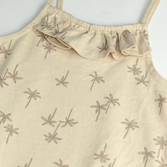 SO CUTE LIGHT BROWN TREES PRINTED DRESS