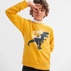 YELLOW STAY WILD ORGANIC COTTON SWEATSHIRT