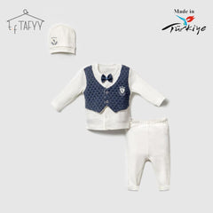 T.F TAFYY NAVY BLUE QUILTED 3PCS SET WITH BOW