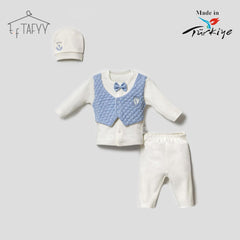 T.F TAFYY SKY BLUE QUILTED 3PCS SET WITH BOW