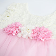 T.F. TAFYY OFF WHITE EMBROIDERED FRILLED FROCK