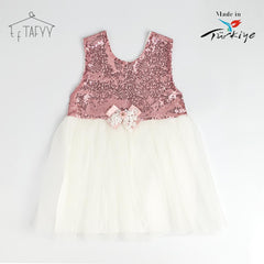 T.F. TAFYY ROSE PINK SEQUINED FRILLED FROCK