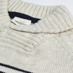TAO CREAM STRIPED MOCK NECK KNITTED SWEATER