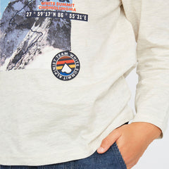 TAO GREY MARL PRINTED COTTON T-SHIRT