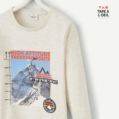 TAO GREY MARL PRINTED COTTON T-SHIRT