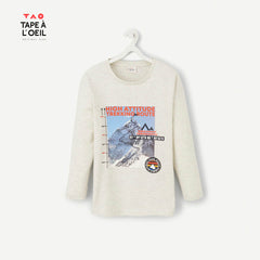 TAO GREY MARL PRINTED COTTON T-SHIRT