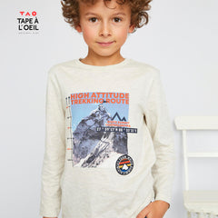 TAO GREY MARL PRINTED COTTON T-SHIRT