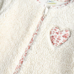 TAO OFF WHITE FAUX SHEARLING HEART ROMPER