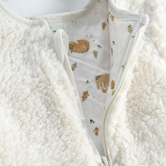 TAO OFF WHITE FAUX SHEARLING OVERALL ROMPER