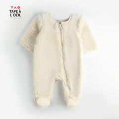 TAO OFF WHITE FAUX SHEARLING OVERALL ROMPER