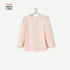 TAO PINK ORGANIC COTTON T-SHIRT WITH HAPPY DAY EMBOSSED