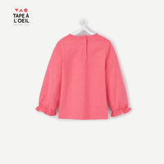 TAO PINK T-SHIRT IN ORGANIC COTTON WITH SEQUINED MESSAGE