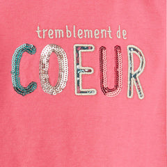 TAO PINK T-SHIRT IN ORGANIC COTTON WITH SEQUINED MESSAGE