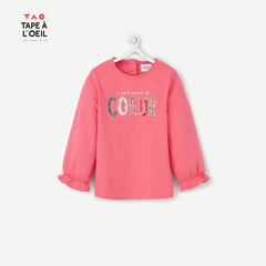 TAO PINK T-SHIRT IN ORGANIC COTTON WITH SEQUINED MESSAGE