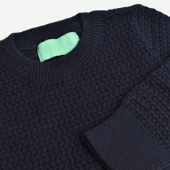 BRANDED NAVY BLUE WAFFLE KNIT JUMPER