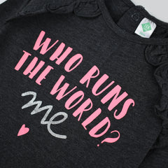 TEX BABY CHARCOAL GREY RUNS THE WORLD LONG SLEEVE T-SHIRT
