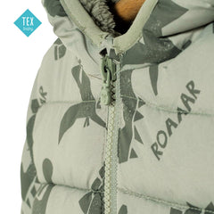 TEX BABY GREEN DINO PUFFER JACKET WITH HOOD