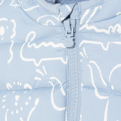 TEX BABY SKY BLUE PRINTED PUFFER JACKET WITH HOOD