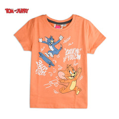 TOM & JERRY ORANGE CATCH ME PRINTED T-SHIRT