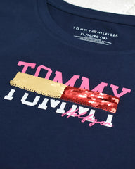 TOMMY HILFIGER NAVY REVERSABLE SEQUIN T-SHIRT