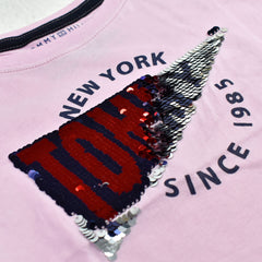 TOMMY PINK REVERSE SEQUINED T-SHIRT