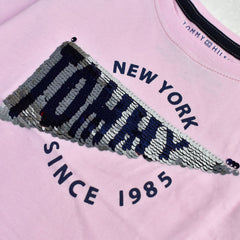 TOMMY PINK REVERSE SEQUINED T-SHIRT