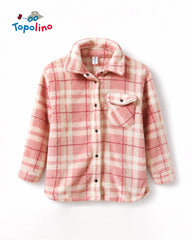TOPOLINO COZY PLAID CHECK OVERSHIRT JACKET - PINK PLAID