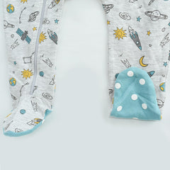 TRIBU LIGHT GREY SPACE PRINT ZIPPED OVERALL ROMPER