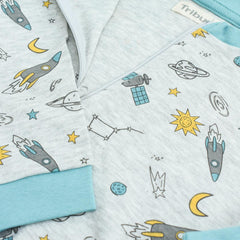 TRIBU LIGHT GREY SPACE PRINT ZIPPED OVERALL ROMPER