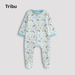 TRIBU LIGHT GREY SPACE PRINT ZIPPED OVERALL ROMPER