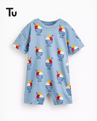 TU BABY BLUE GELATO PRINT ROMPER