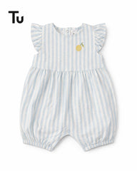 TU BABY BLUE STRIPED LEMON COTTON ROMPER