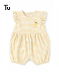 TU BABY YELLOW STRIPE ZESTY LEMON ROMPER