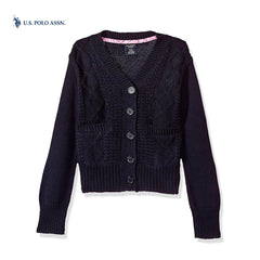 U.S POLO DARK BLUE BIG BUTTON CARDIGAN